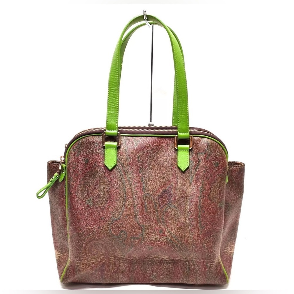 Etro Paisley Print w/ Green Leather Accents - Picture 2 of 10